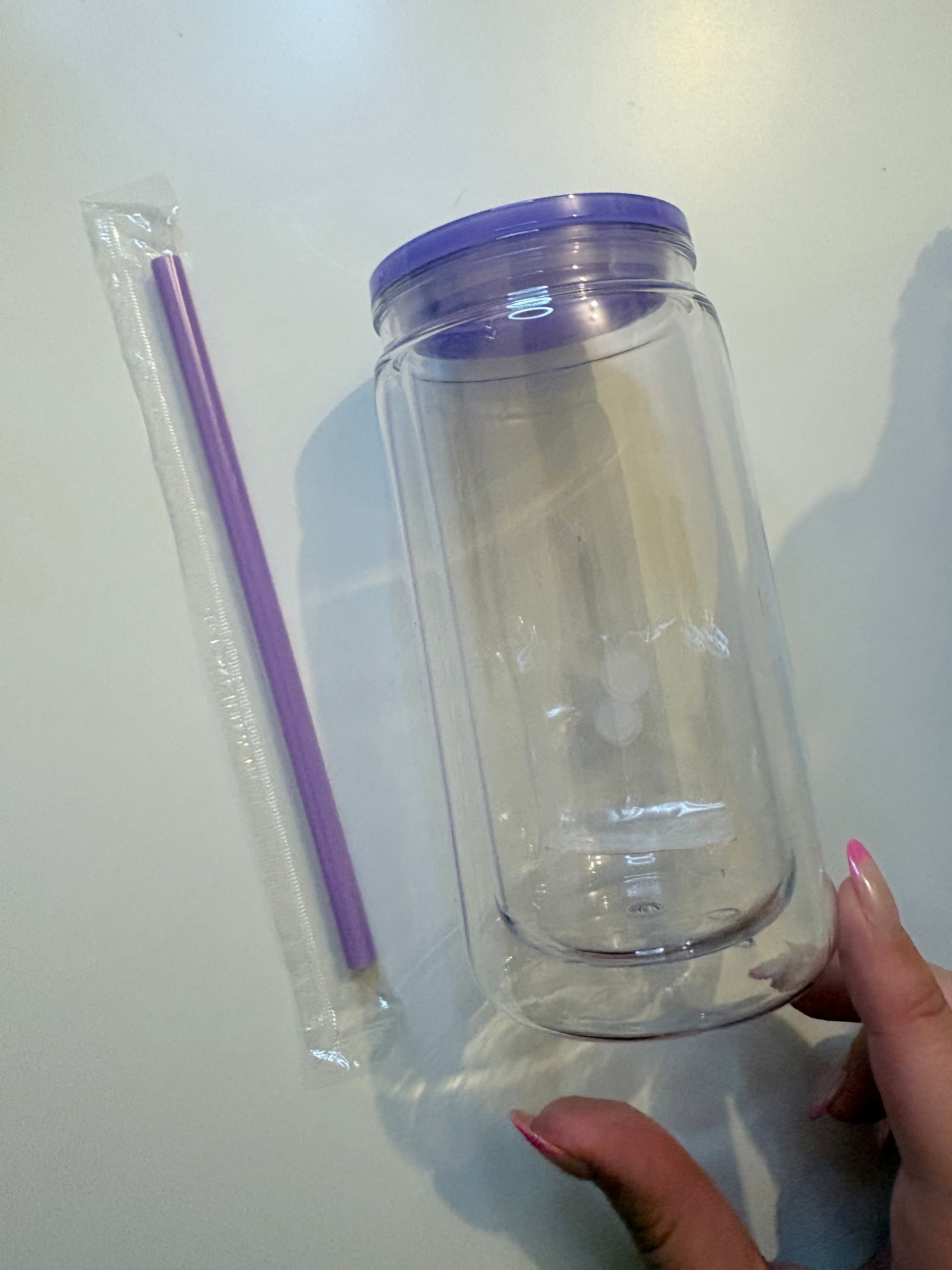 Purple lid 16oz snowglobe tumbler