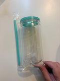 Teal lid 16oz snowglobe tumbler