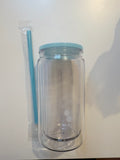 Baby blue lid 16oz snowglobe tumbler