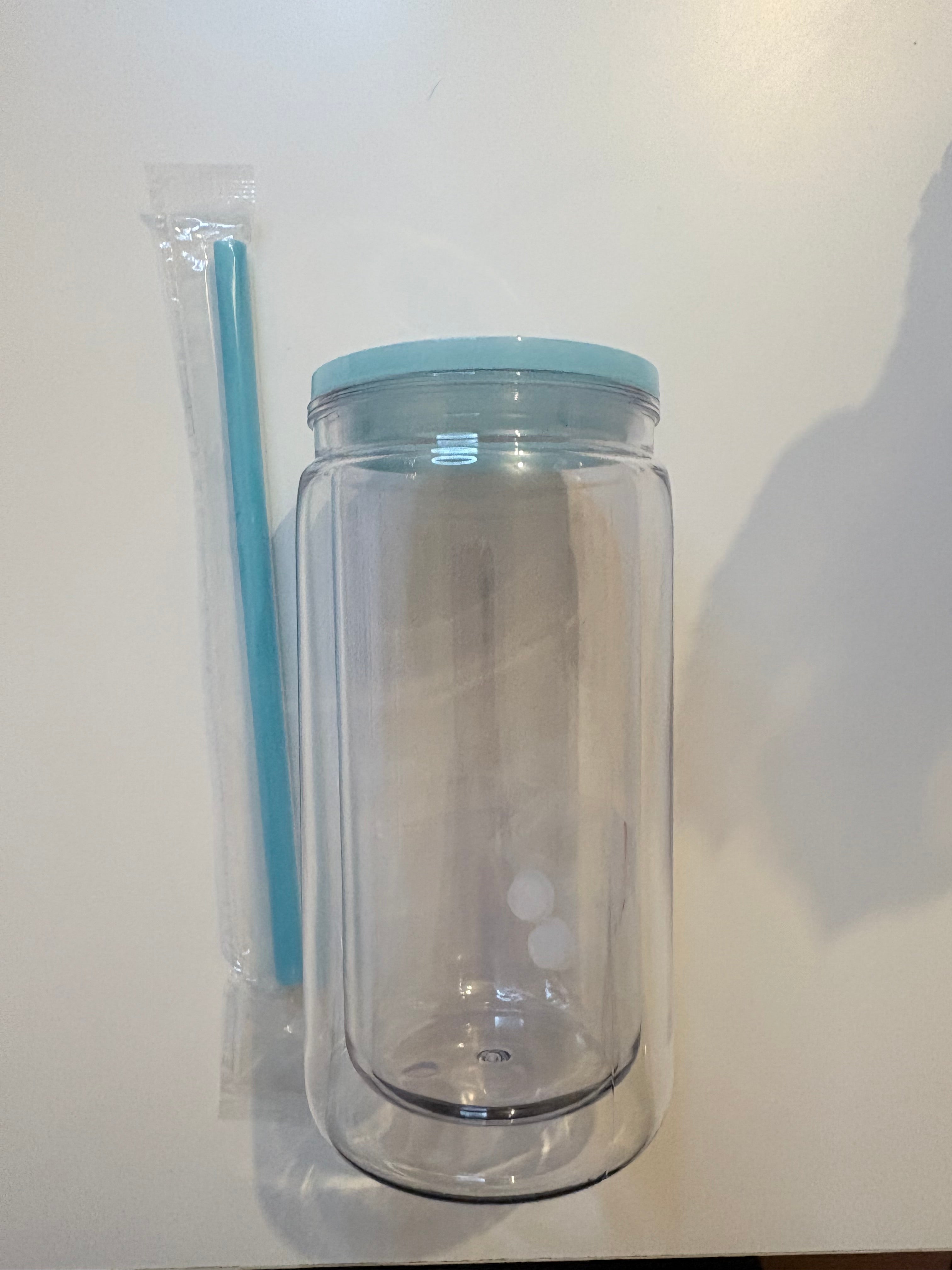 Baby blue lid 16oz snowglobe tumbler