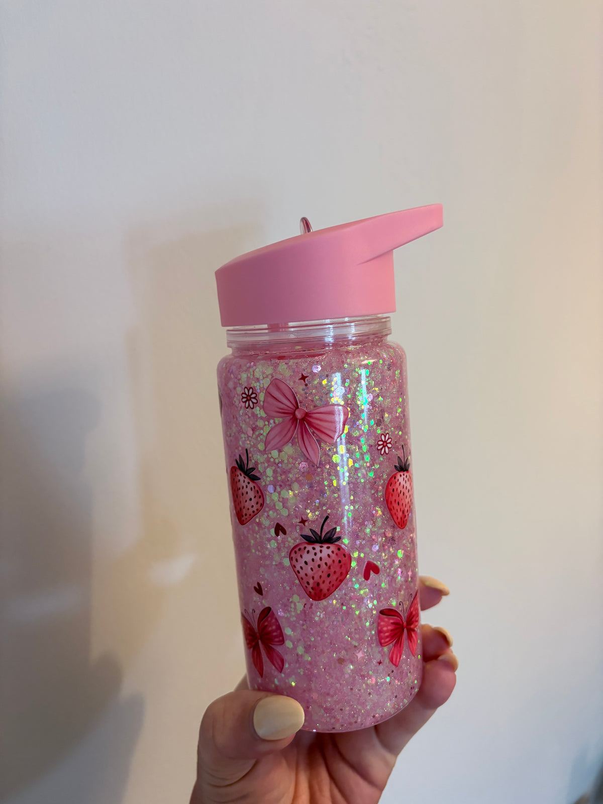 Pink strawberry bottle