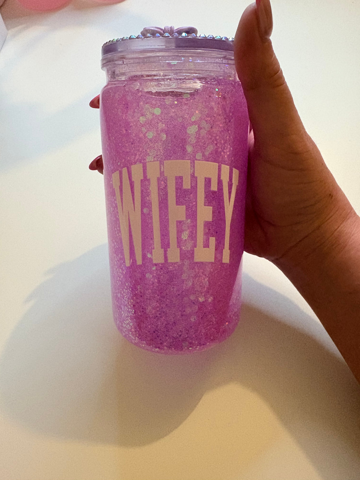 Wifey lilac glitter cup