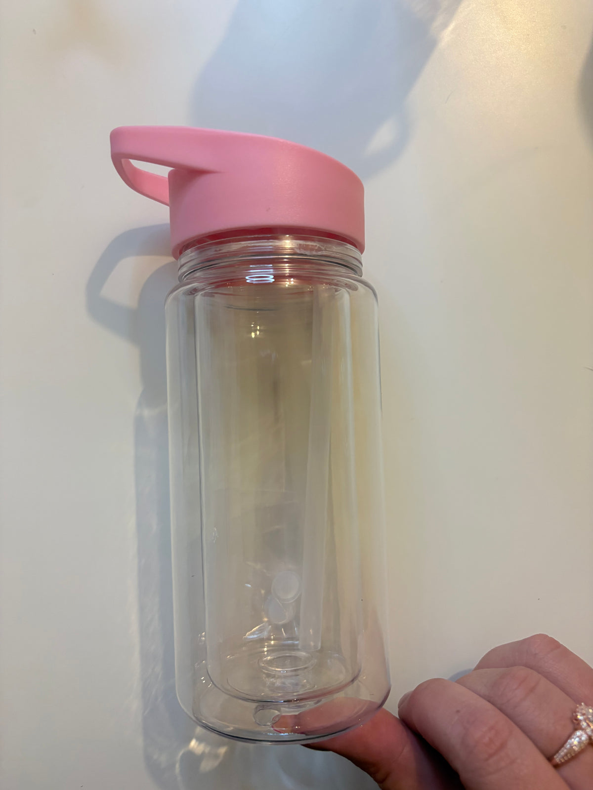 10oz light pink lid bottle